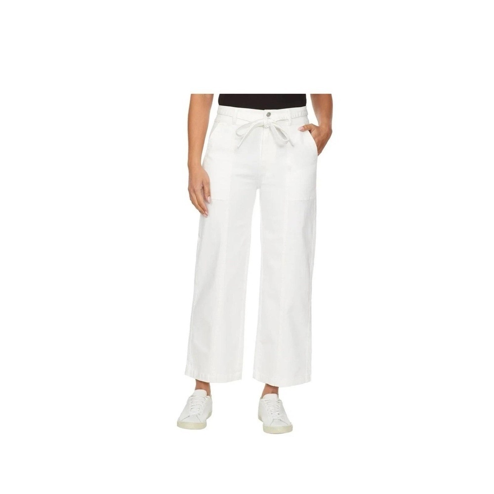 Hudson Womens Wide Leg Belted Jean, Cream, Size 6/28. BY